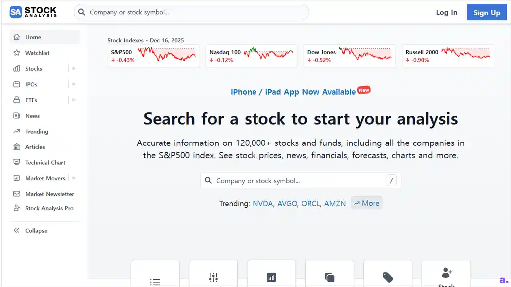 미국 주식 분석 사이트 추천 StockAnalysis.com 바로가기