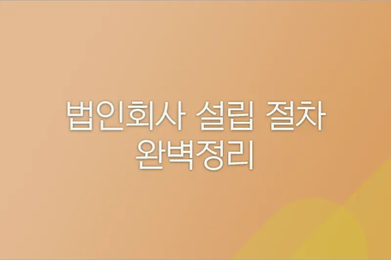 법인회사 설립 절차 완벽 가이드 (절차, 비용, 요건 정리)