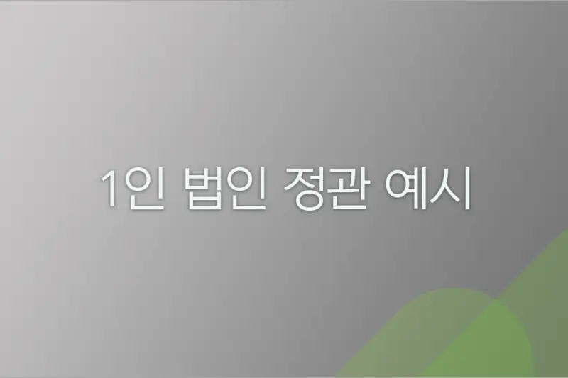 1인 법인 정관 예시 (hwp 파일 무료 다운로드 제공)