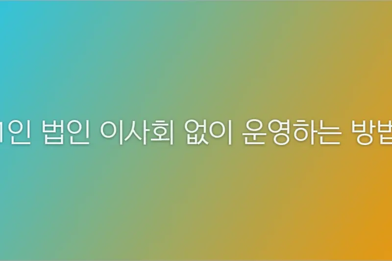 1인 법인 이사회 없이 운영하는 방법